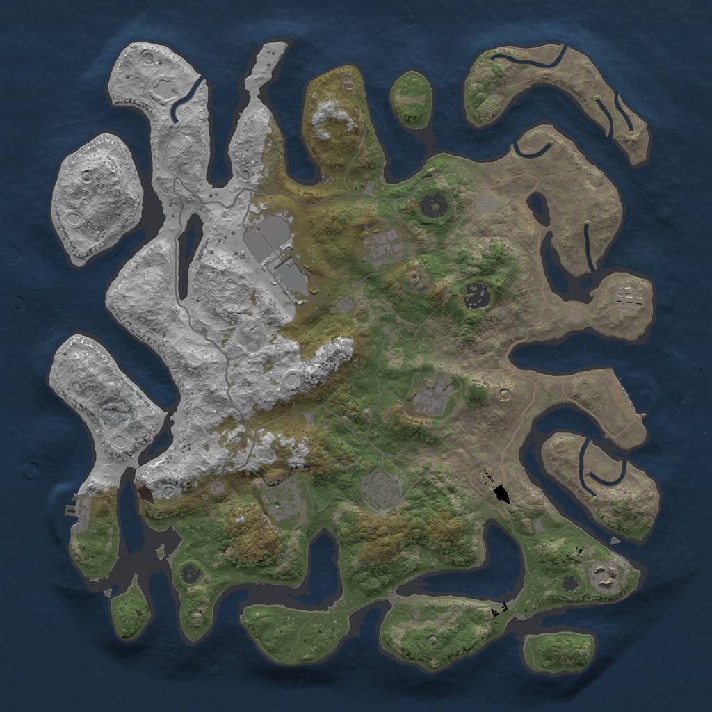 Rust Map: Procedural Map, Size: 4000, Seed: 332230, 16 Monuments