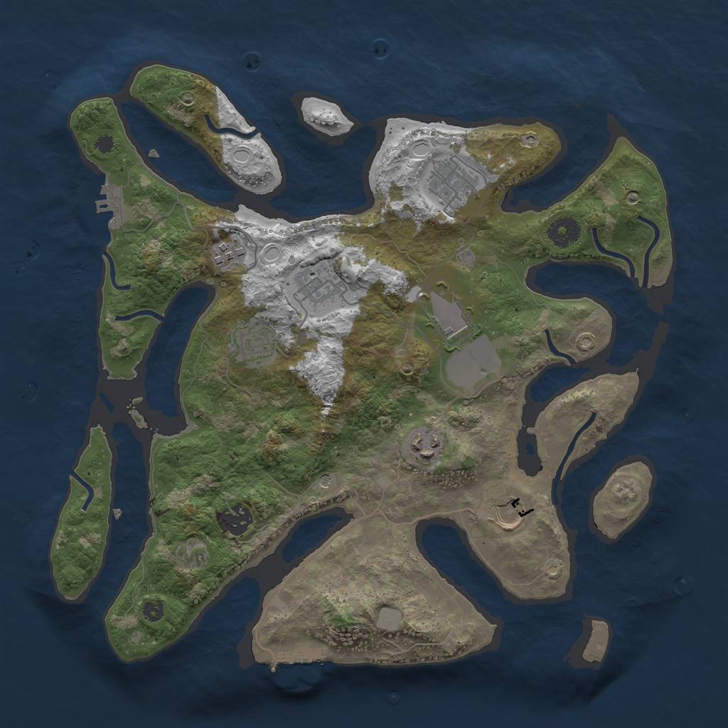 Rust Map: Procedural Map, Size: 3550, Seed: 558977, 16 Monuments