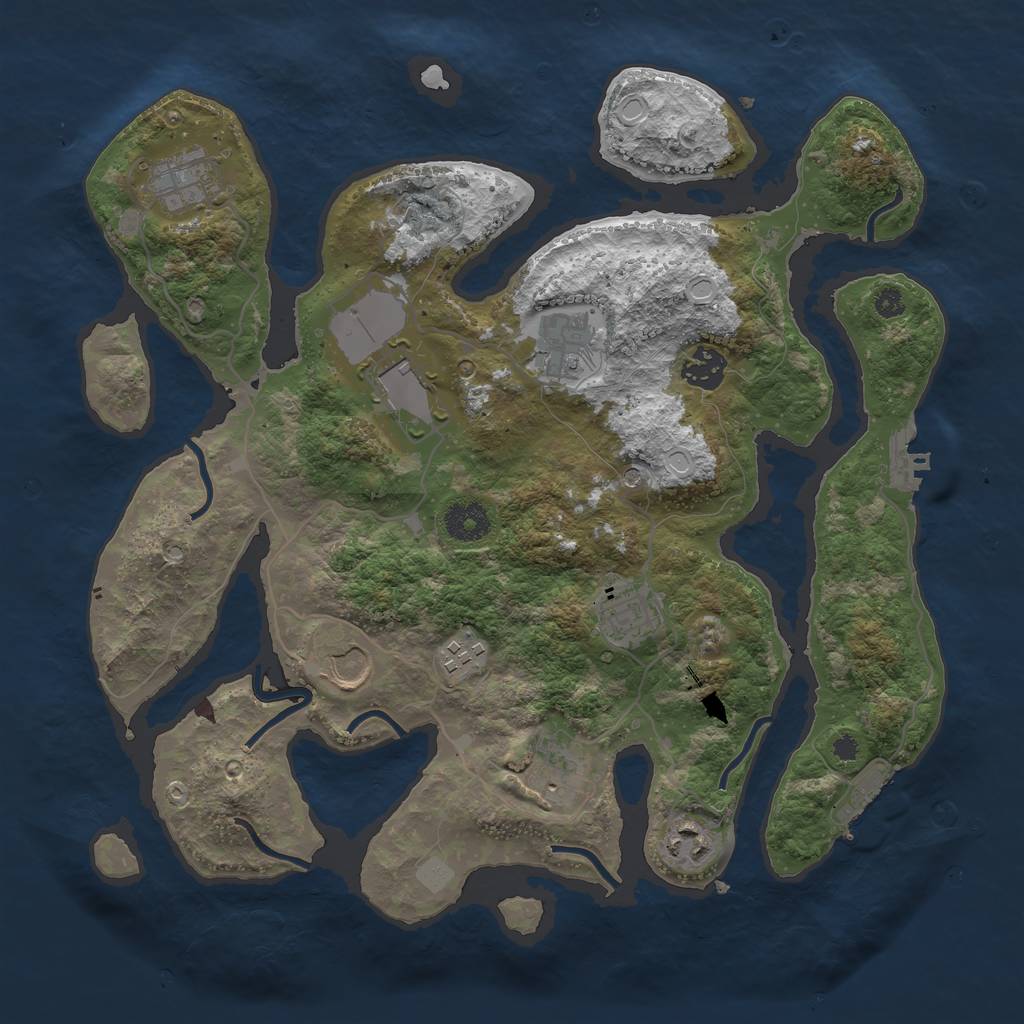 Rust Map: Procedural Map, Size: 3550, Seed: 422148, 17 Monuments