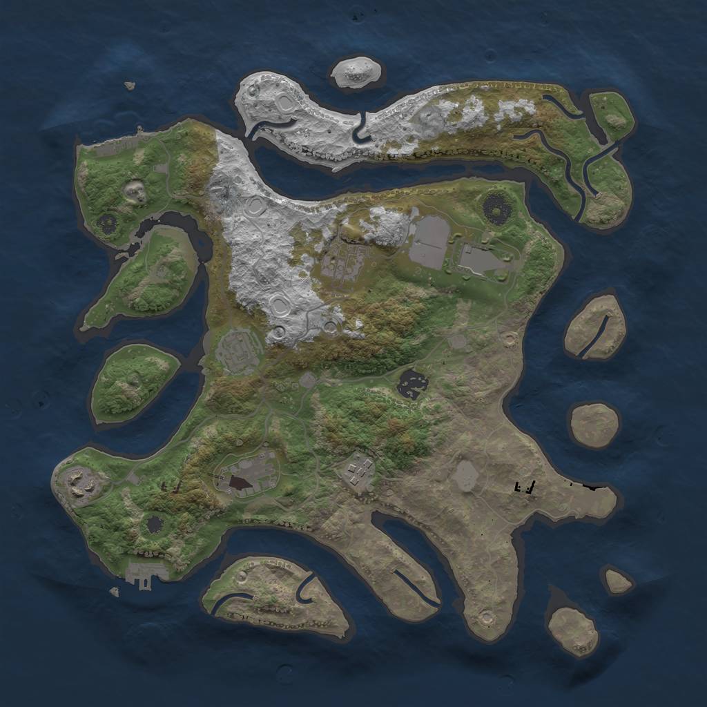 Rust Map: Procedural Map, Size: 3600, Seed: 957596275, 15 Monuments