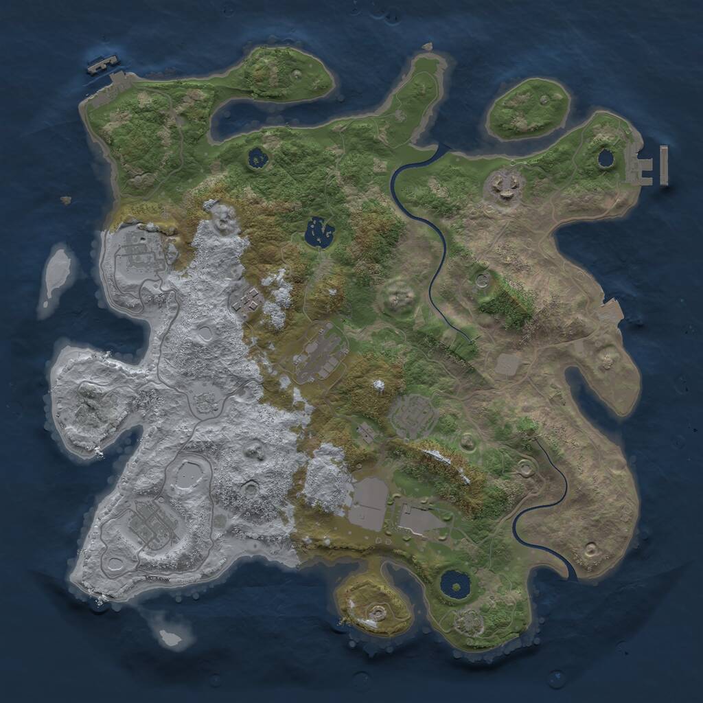 Rust Map: Procedural Map, Size: 3550, Seed: 640415, 14 Monuments