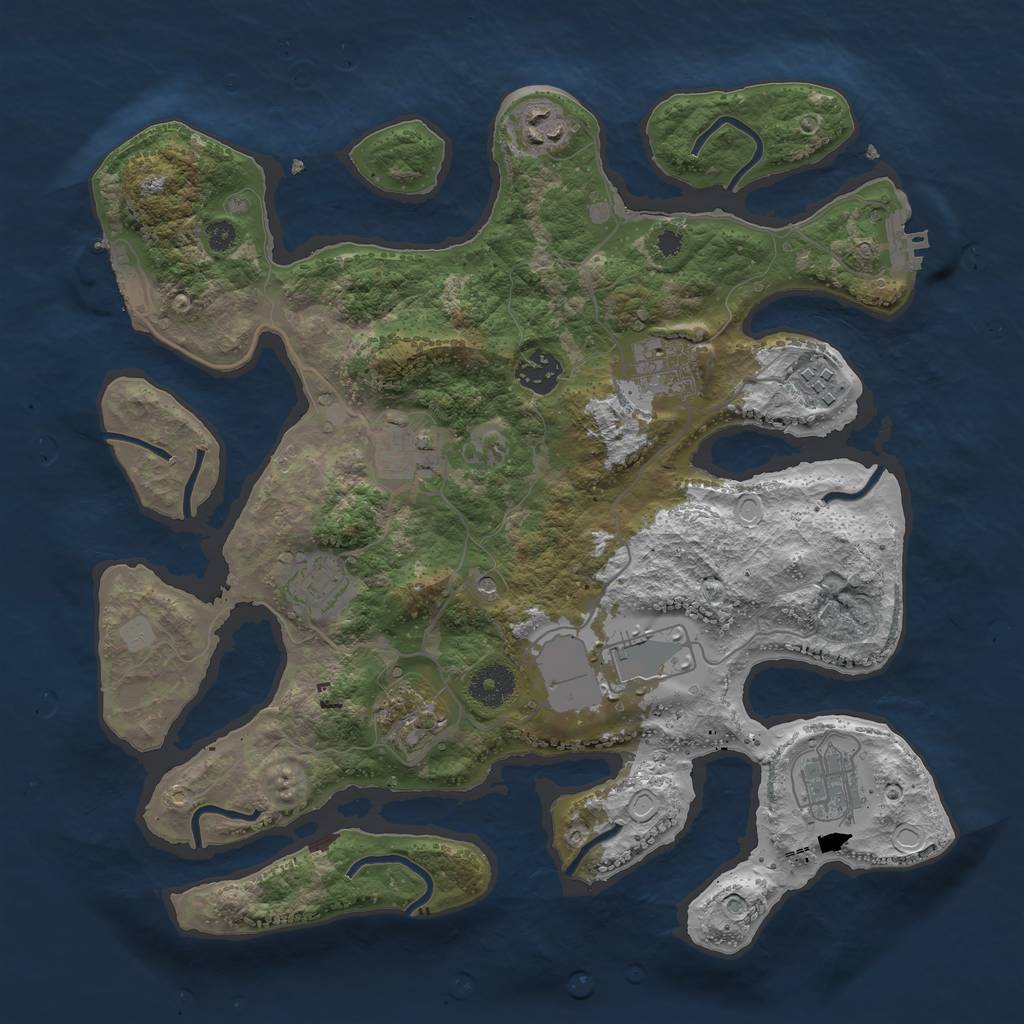 Rust Map: Procedural Map, Size: 3550, Seed: 932903, 17 Monuments