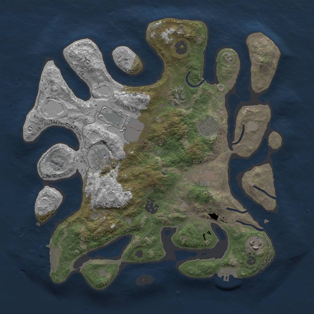 Rust Map: Procedural Map, Size: 3550, Seed: 836887, 15 Monuments