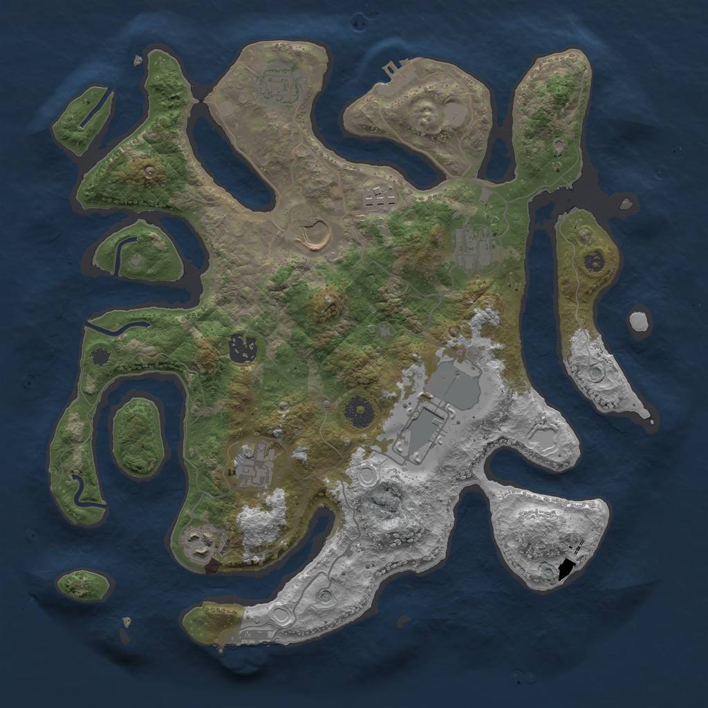 Rust Map: Procedural Map, Size: 3550, Seed: 458771, 16 Monuments