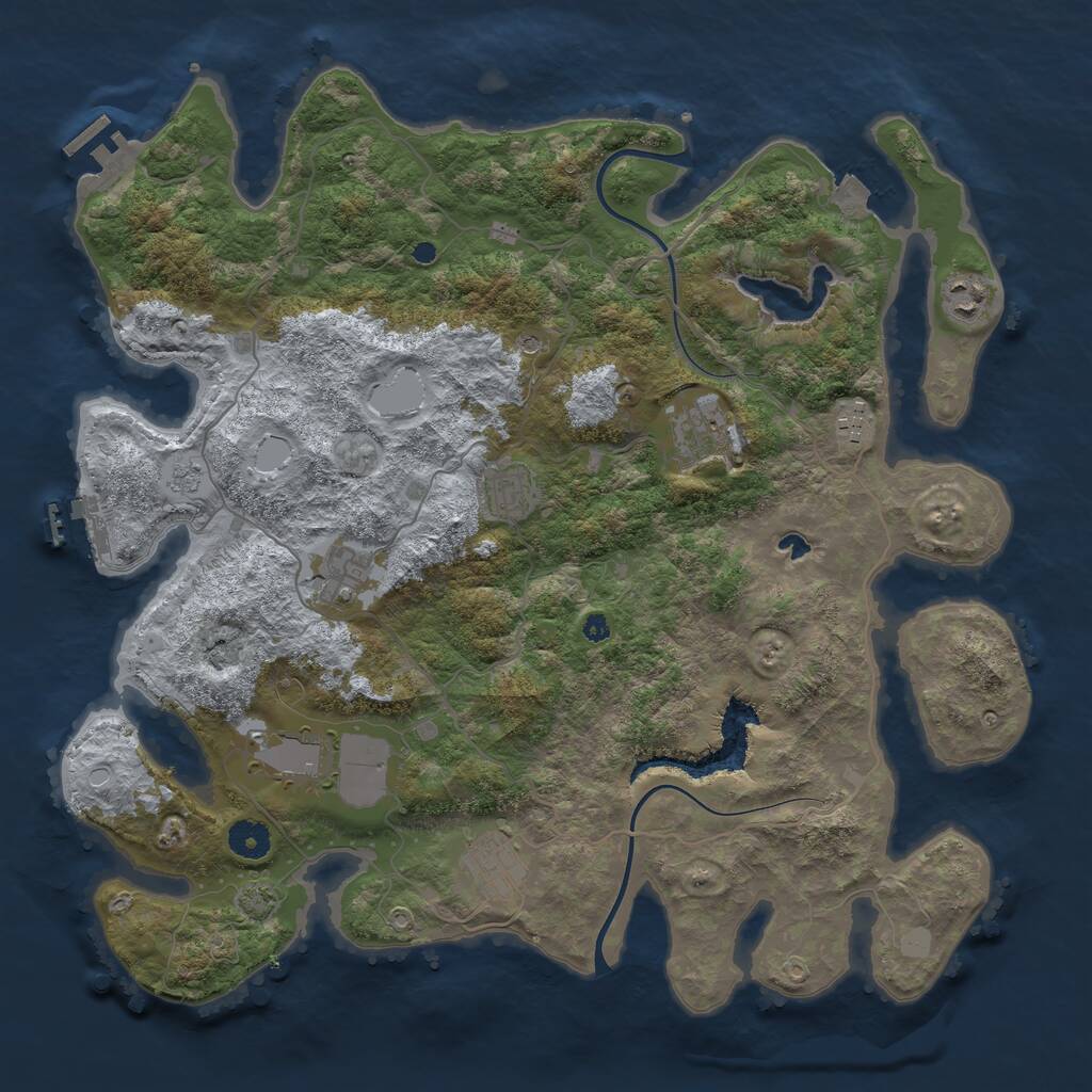 Rust Map: Procedural Map, Size: 4000, Seed: 249140, 13 Monuments