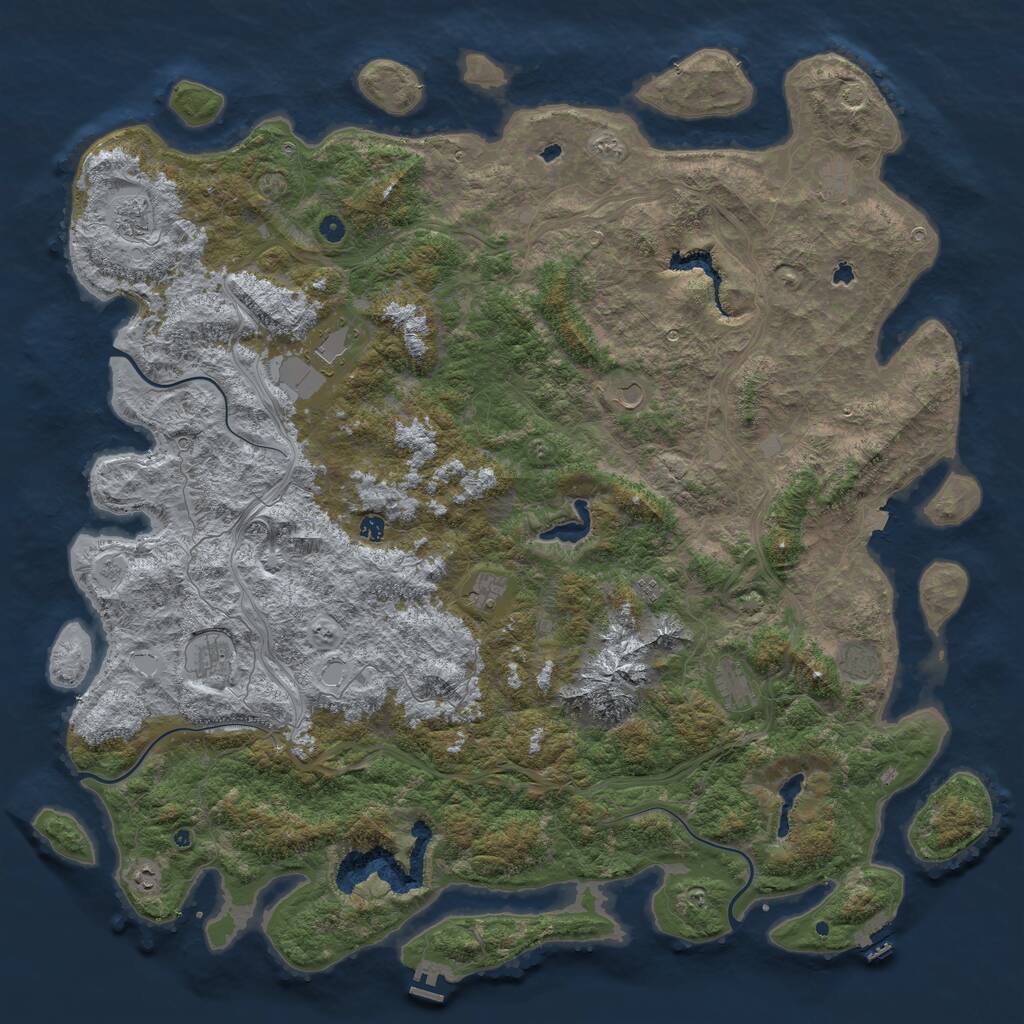 Rust Map: Procedural Map, Size: 6000, Seed: 287647, 17 Monuments