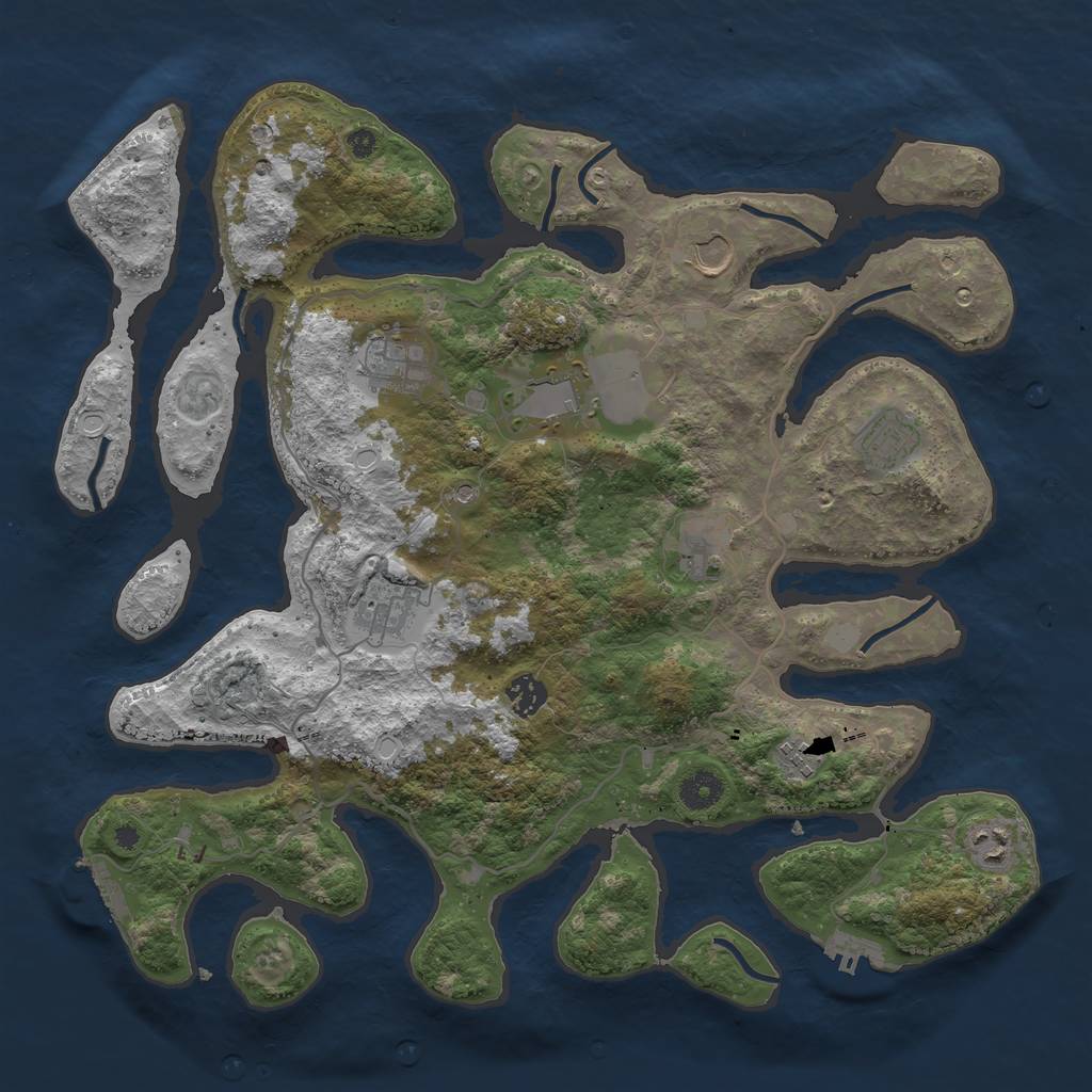 Rust Map: Procedural Map, Size: 4000, Seed: 725381, 17 Monuments