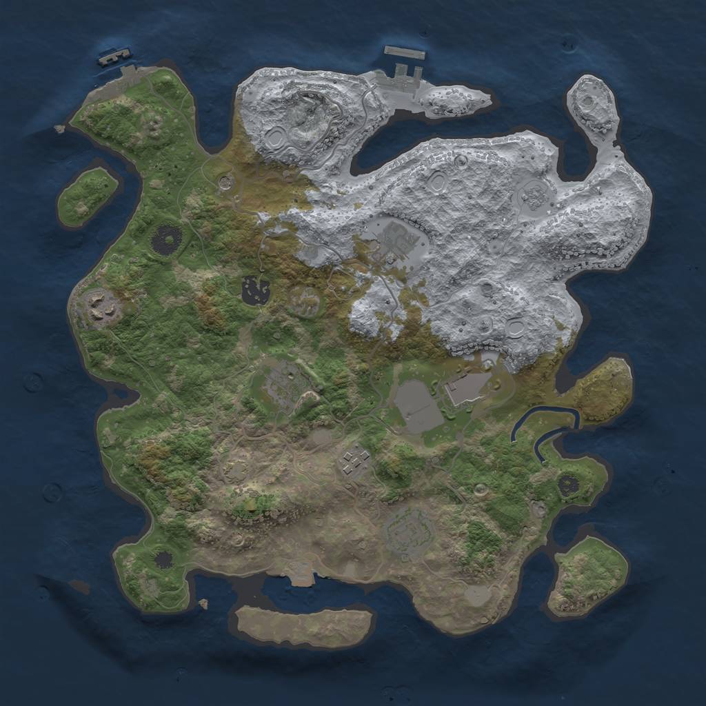 Rust Map: Procedural Map, Size: 3500, Seed: 28, 15 Monuments