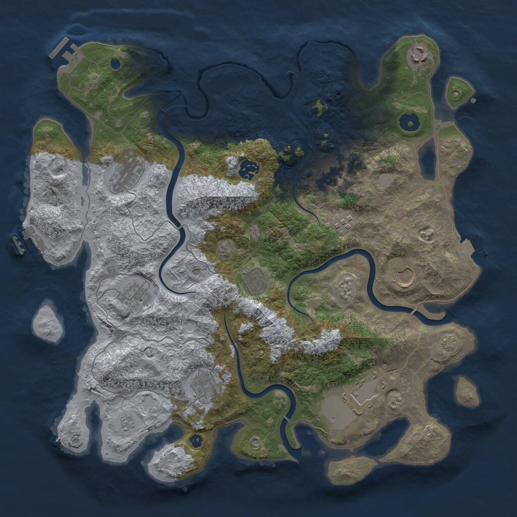 Rust Map: Procedural Map, Size: 3989, Seed: 1000001, 16 Monuments