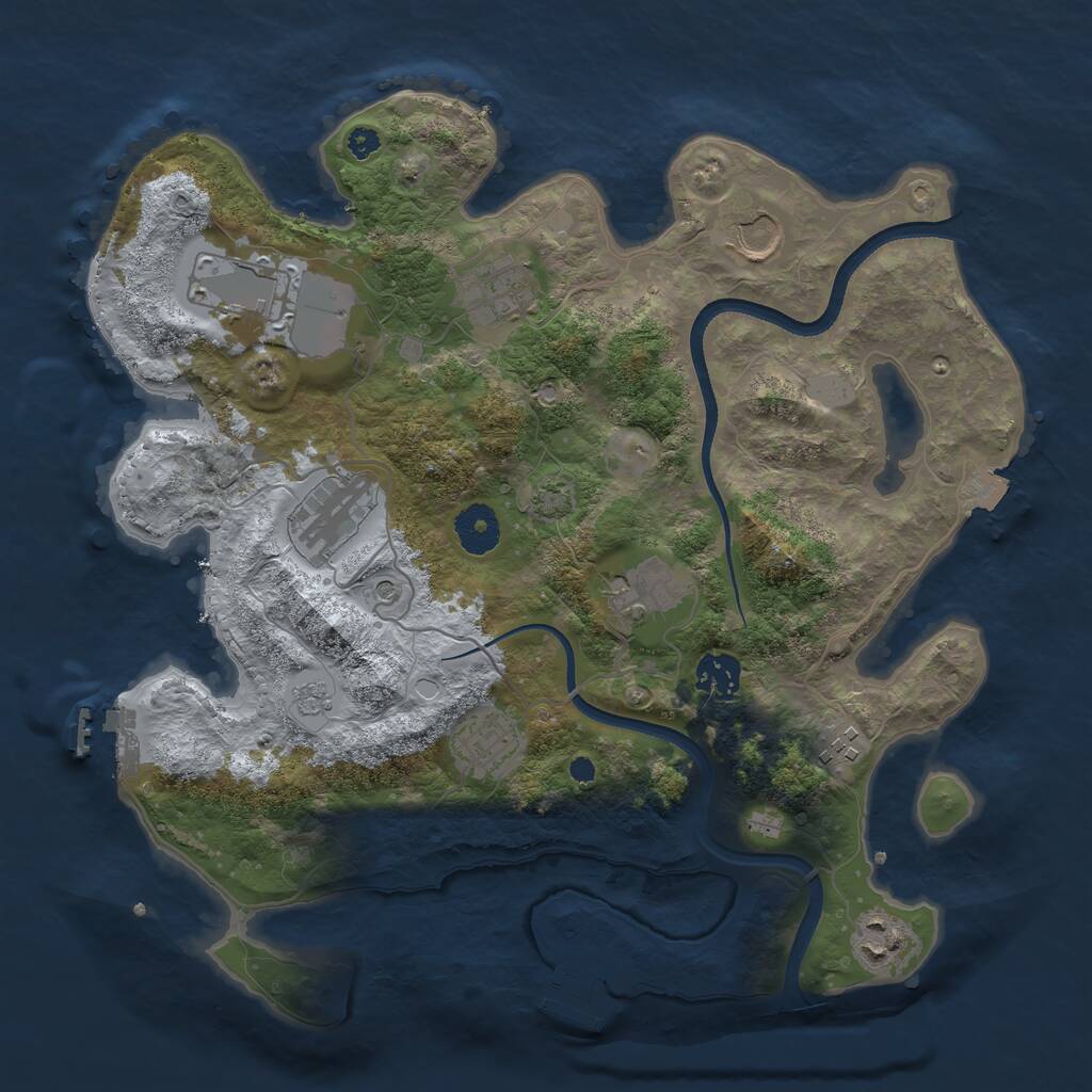 Rust Map: Procedural Map, Size: 3500, Seed: 66969, 15 Monuments