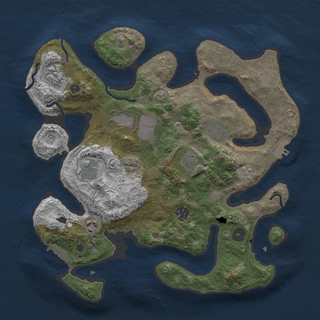 Rust Map: Procedural Map, Size: 3500, Seed: 66969, 16 Monuments