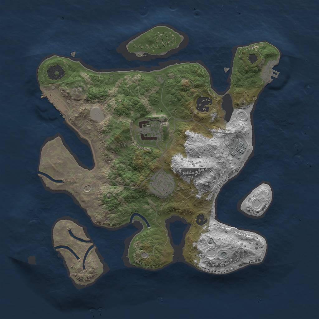 Rust Map: Procedural Map, Size: 3000, Seed: 1614, 12 Monuments