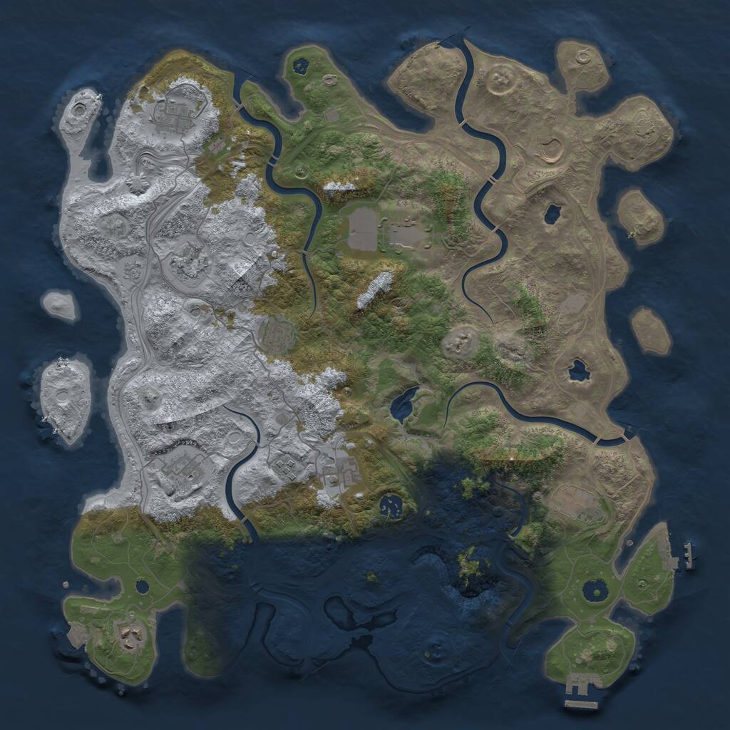 Rust Map: Procedural Map, Size: 4500, Seed: 1649877737, 17 Monuments