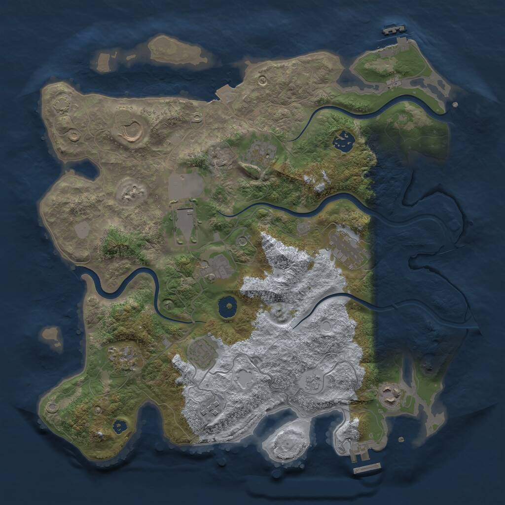 Rust Map: Procedural Map, Size: 3700, Seed: 71, 16 Monuments