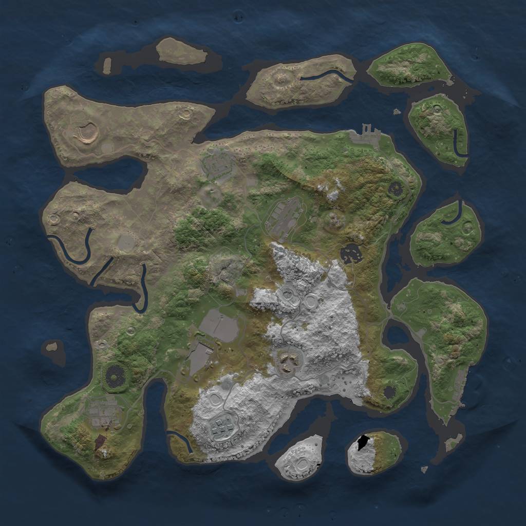 Rust Map: Procedural Map, Size: 3700, Seed: 71, 16 Monuments