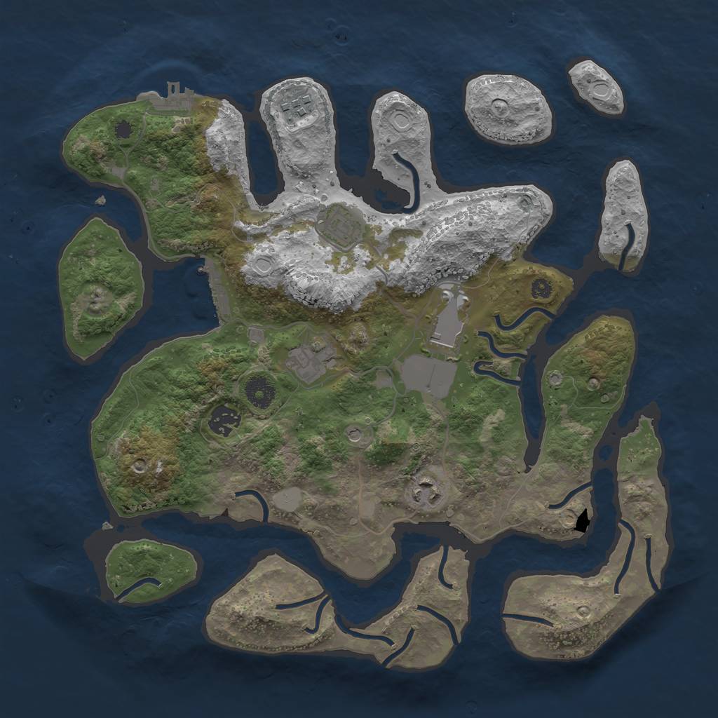 Rust Map: Procedural Map, Size: 3550, Seed: 71727, 14 Monuments