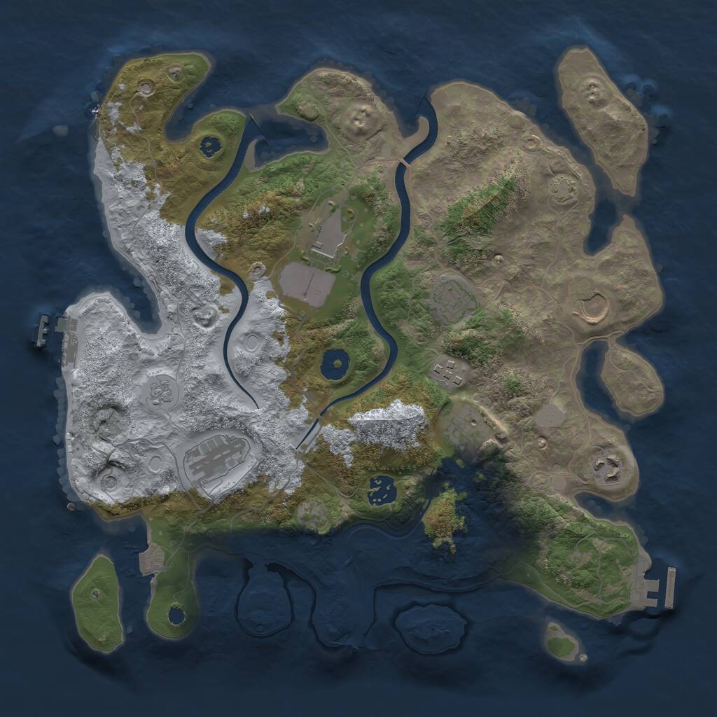 Rust Map: Procedural Map, Size: 3550, Seed: 642709, 14 Monuments