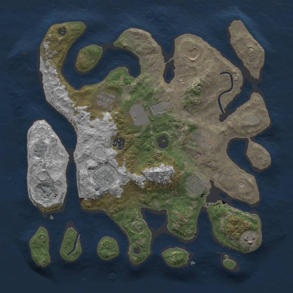 Rust Map: Procedural Map, Size: 3550, Seed: 642709, 15 Monuments
