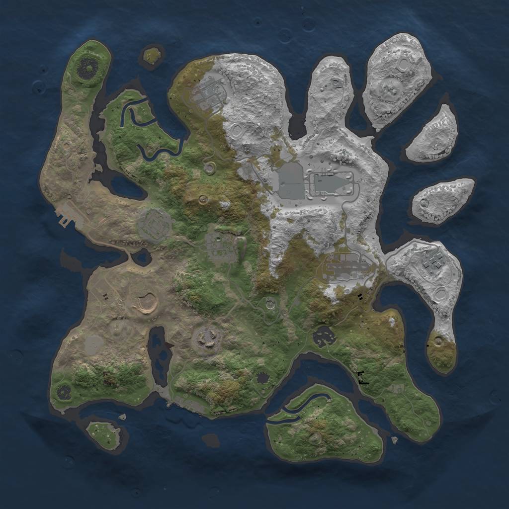 Rust Map: Procedural Map, Size: 3550, Seed: 42743, 17 Monuments