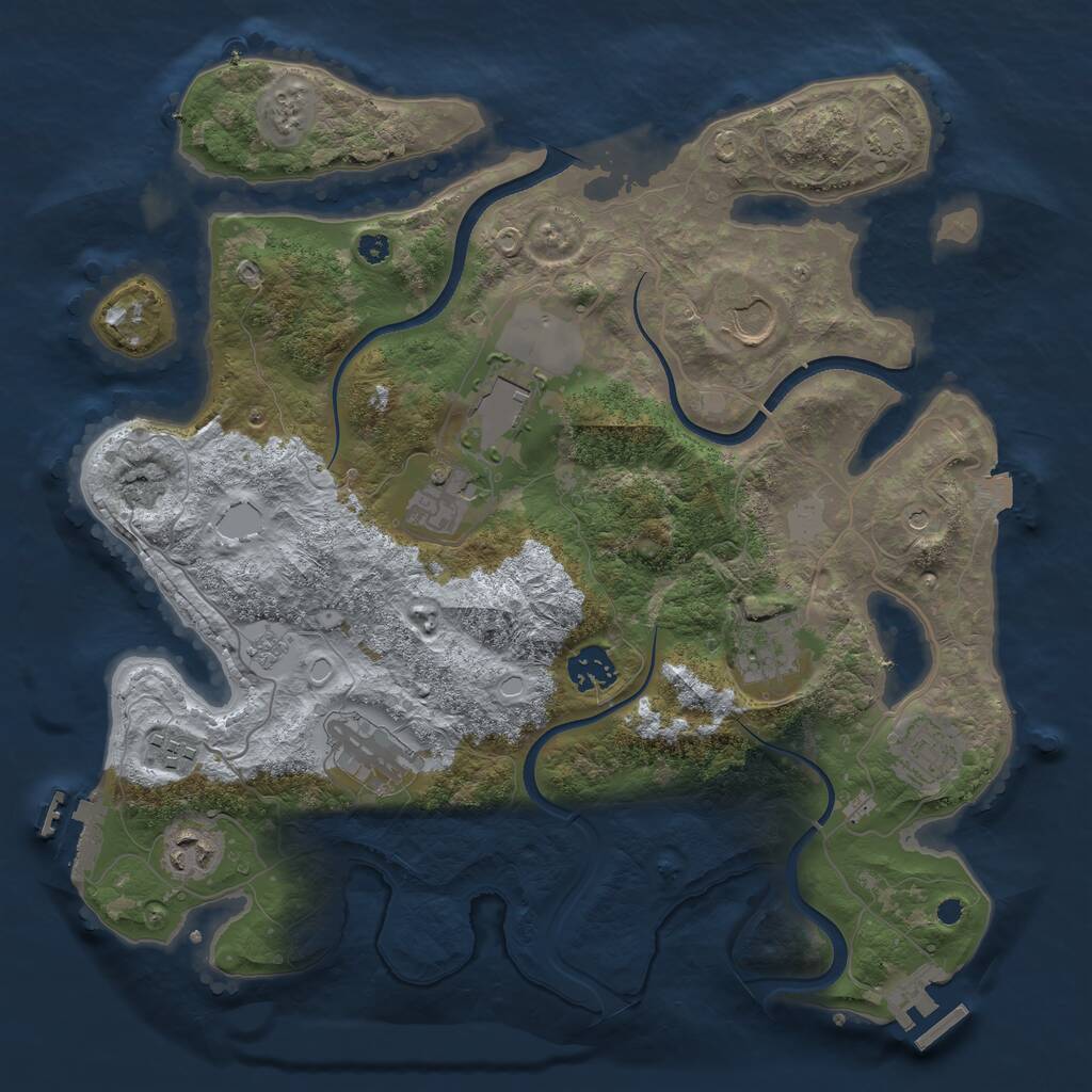 Rust Map: Procedural Map, Size: 3550, Seed: 785586, 15 Monuments