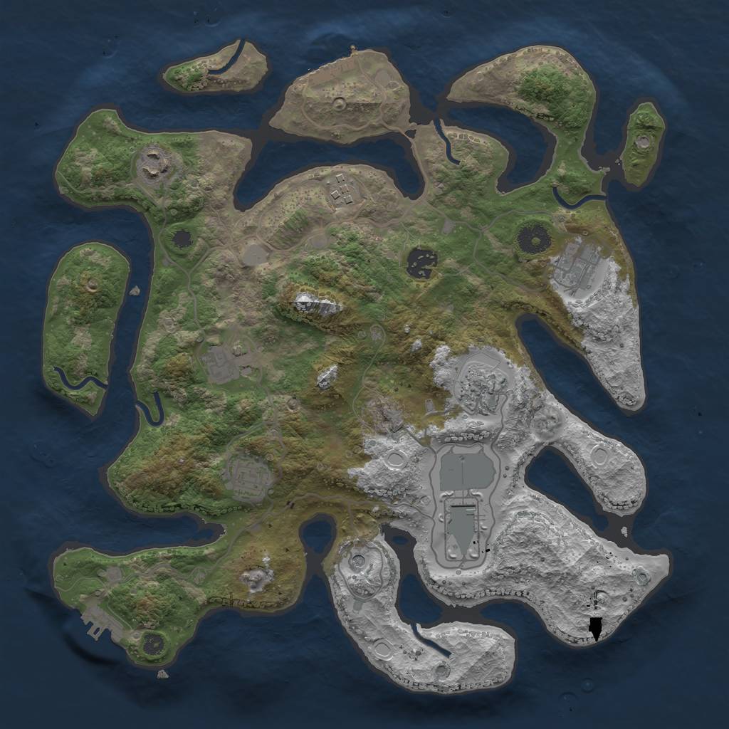 Rust Map: Procedural Map, Size: 3550, Seed: 812483, 16 Monuments