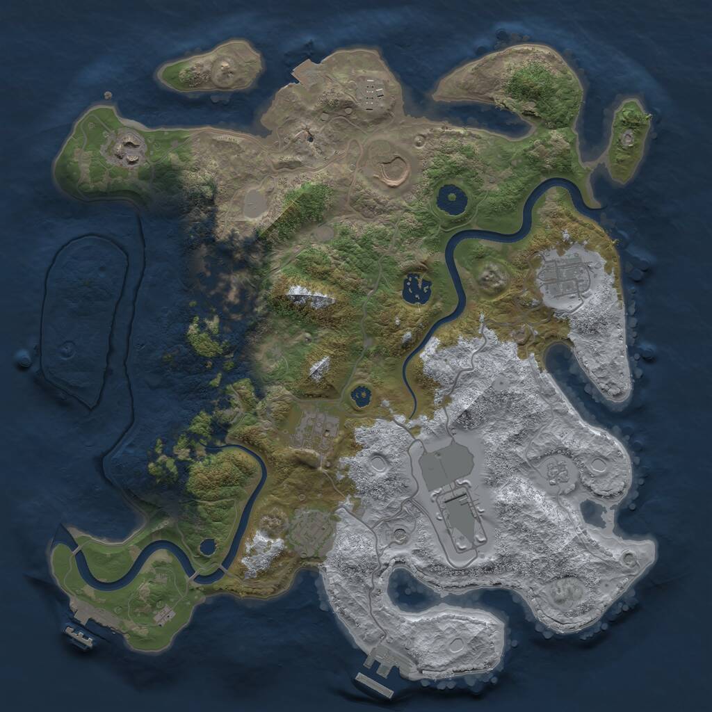 Rust Map: Procedural Map, Size: 3550, Seed: 812483, 15 Monuments
