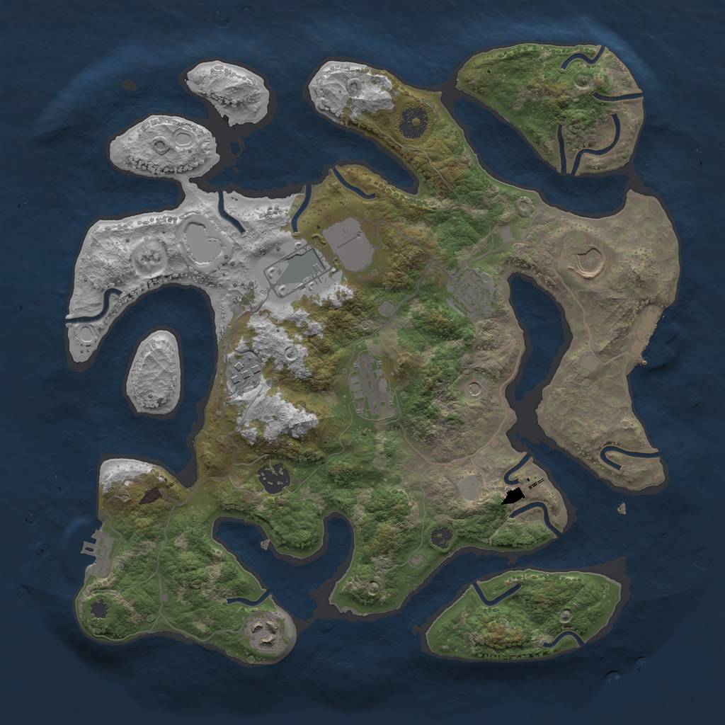 Rust Map: Procedural Map, Size: 3550, Seed: 76565, 15 Monuments