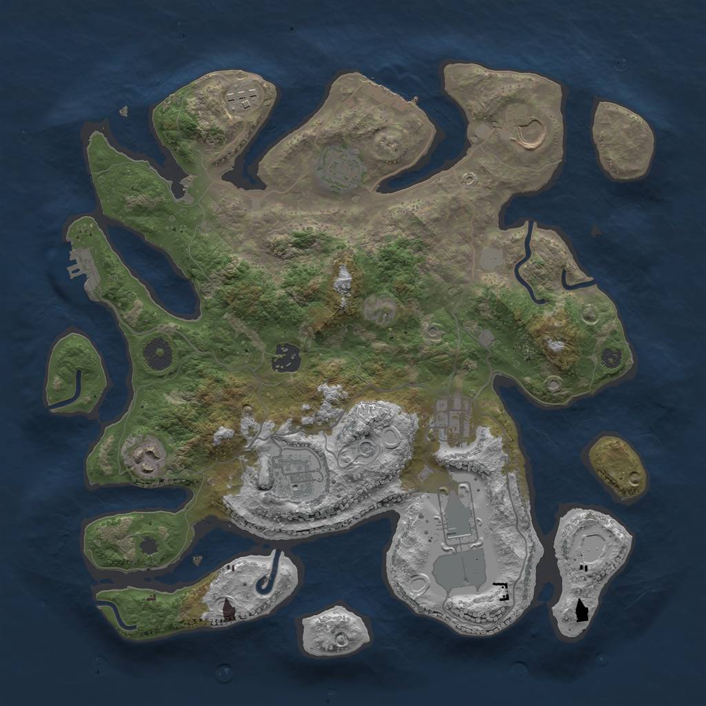 Rust Map: Procedural Map, Size: 3550, Seed: 160981, 16 Monuments