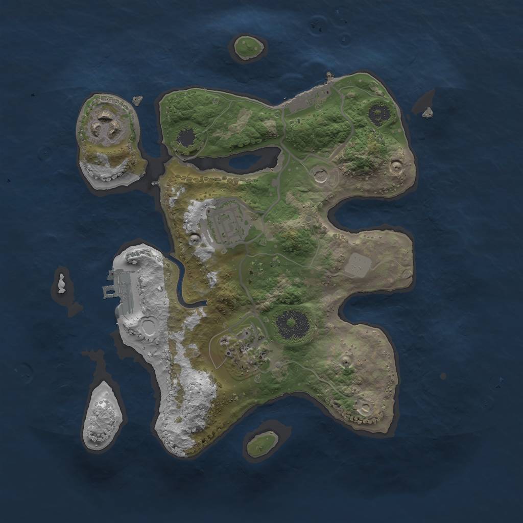 Rust Map: Procedural Map, Size: 2500, Seed: 328473454, 11 Monuments