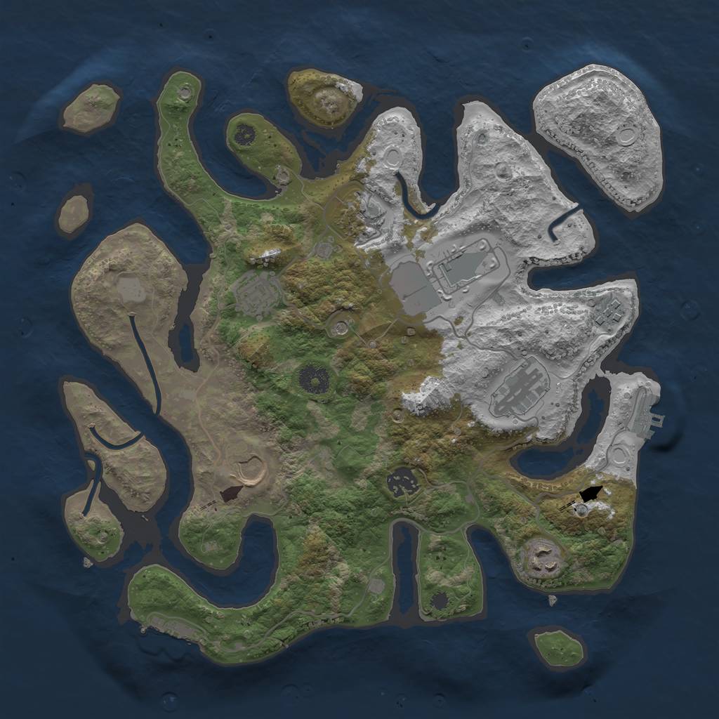 Rust Map: Procedural Map, Size: 3550, Seed: 147973, 16 Monuments