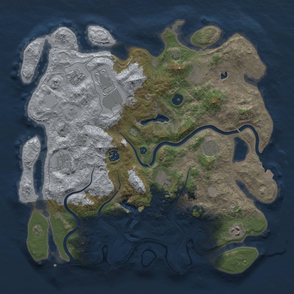Rust Map: Procedural Map, Size: 4000, Seed: 712826, 13 Monuments