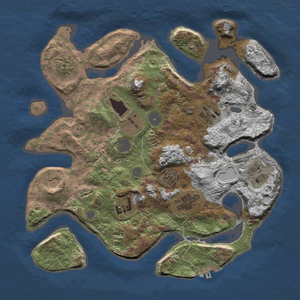 Rust Map: Procedural Map, Size: 3500, Seed: 911911911, 14 Monuments