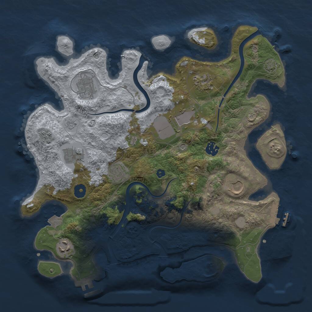 Rust Map: Procedural Map, Size: 3550, Seed: 81258, 15 Monuments