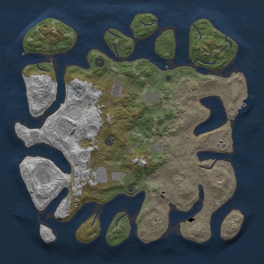 Rust Map: Procedural Map, Size: 4250, Seed: 691120659, 18 Monuments