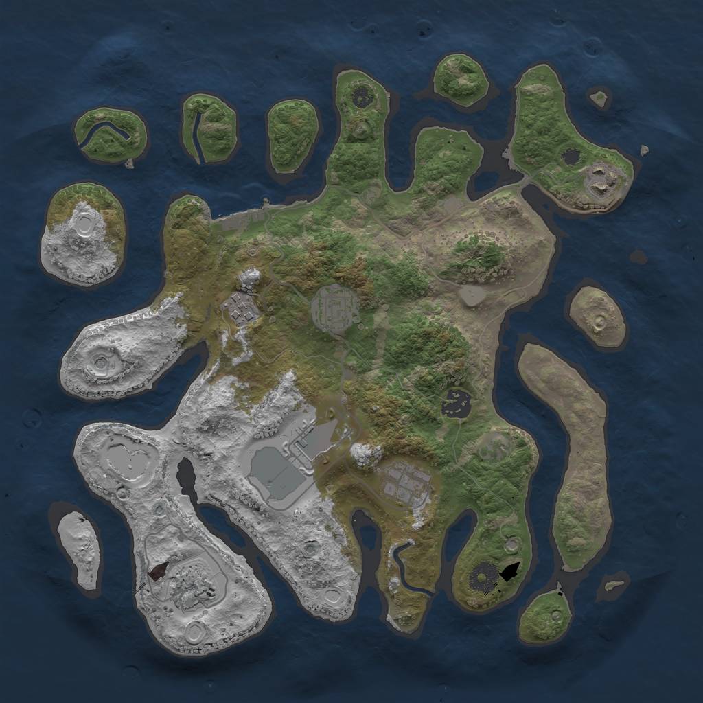 Rust Map: Procedural Map, Size: 3500, Seed: 2134441414, 14 Monuments