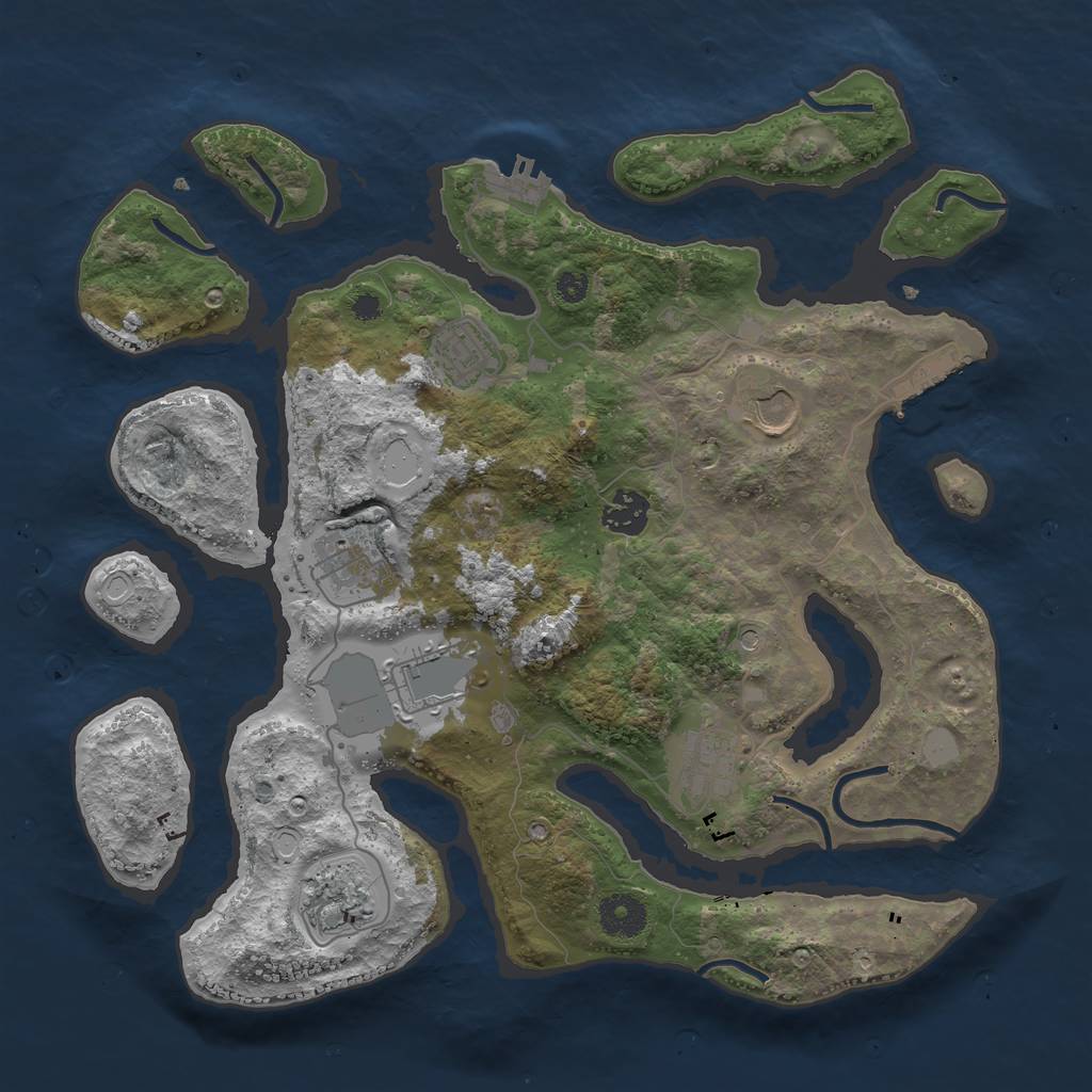 Rust Map: Procedural Map, Size: 3550, Seed: 919791, 15 Monuments