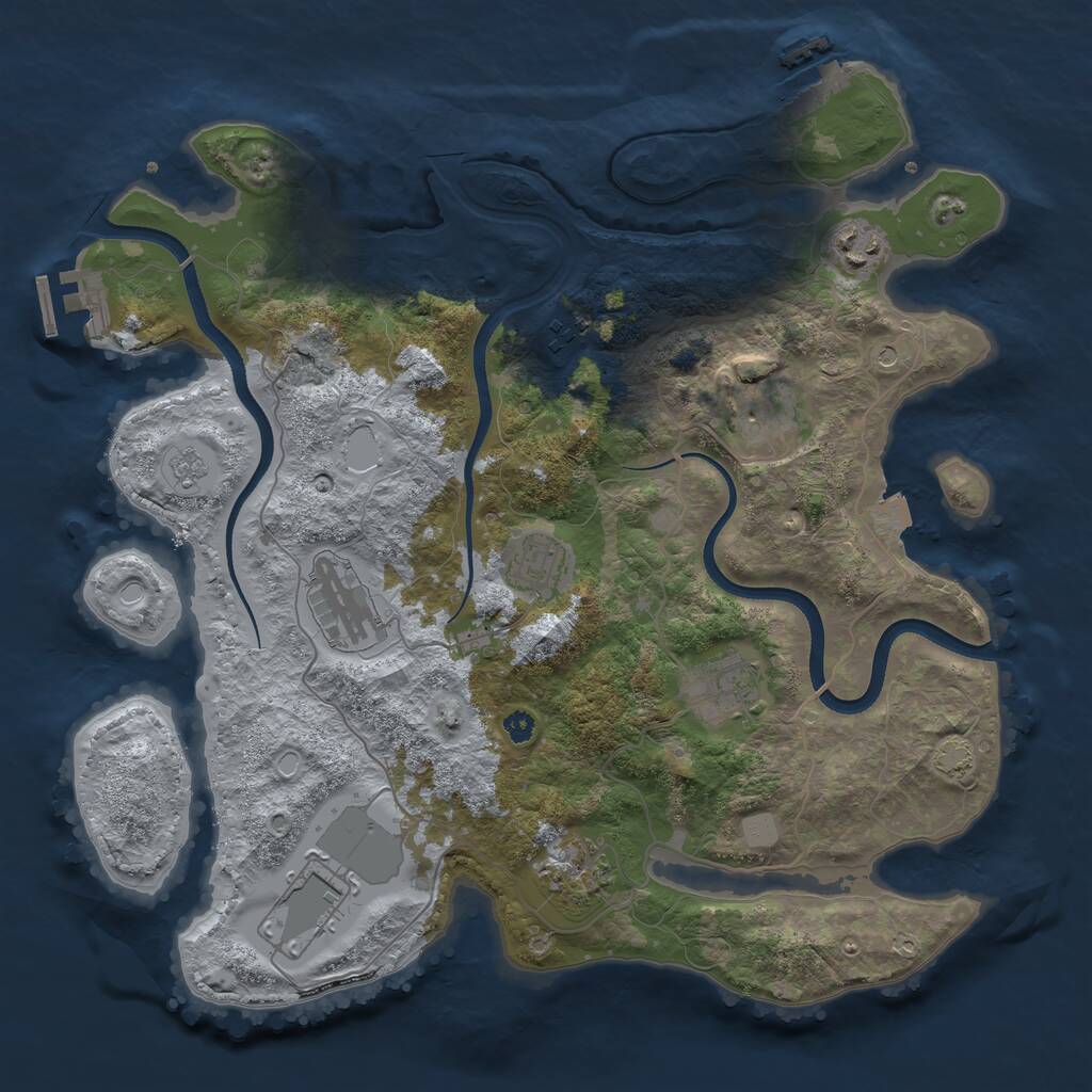 Rust Map: Procedural Map, Size: 3550, Seed: 919791, 14 Monuments