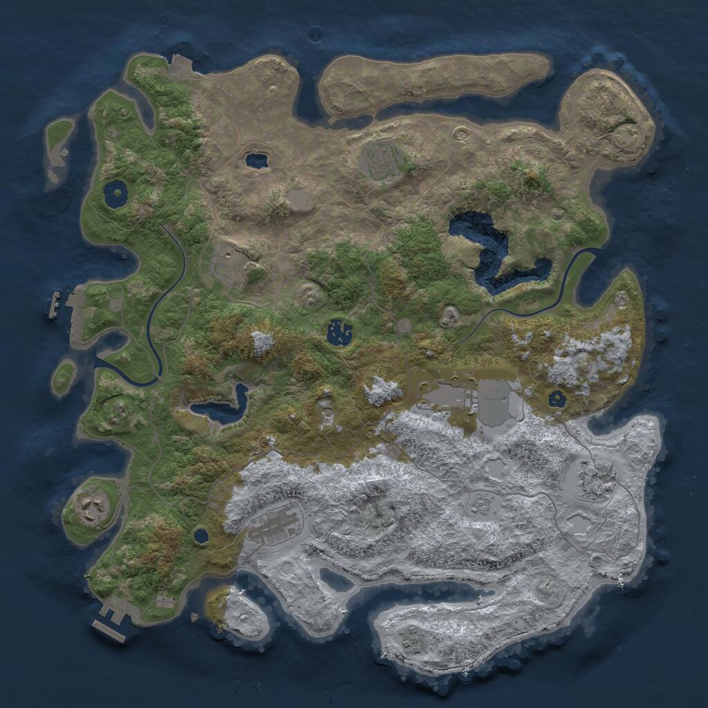 Rust Map: Procedural Map, Size: 4000, Seed: 312809, 14 Monuments