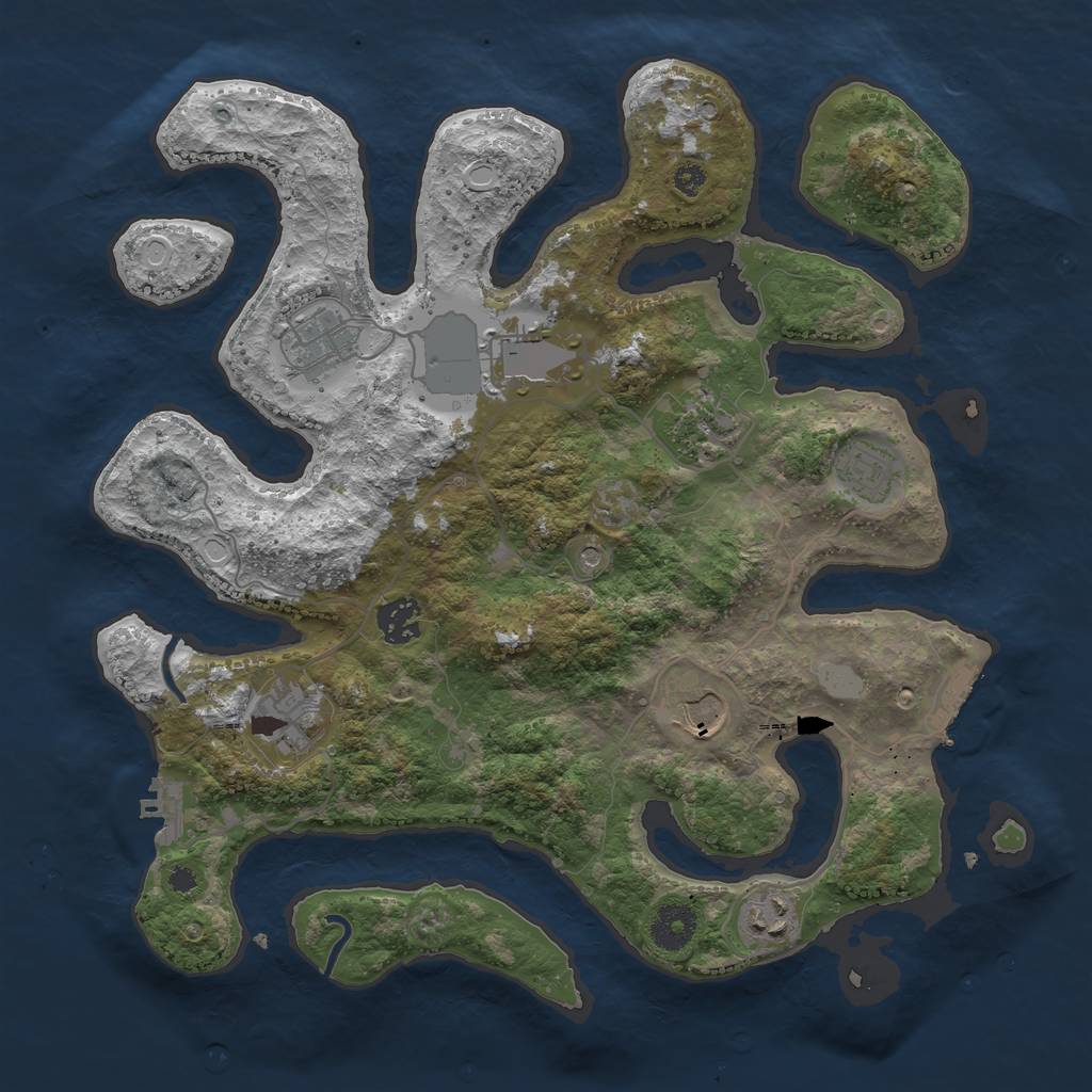 Rust Map: Procedural Map, Size: 3550, Seed: 364170, 16 Monuments