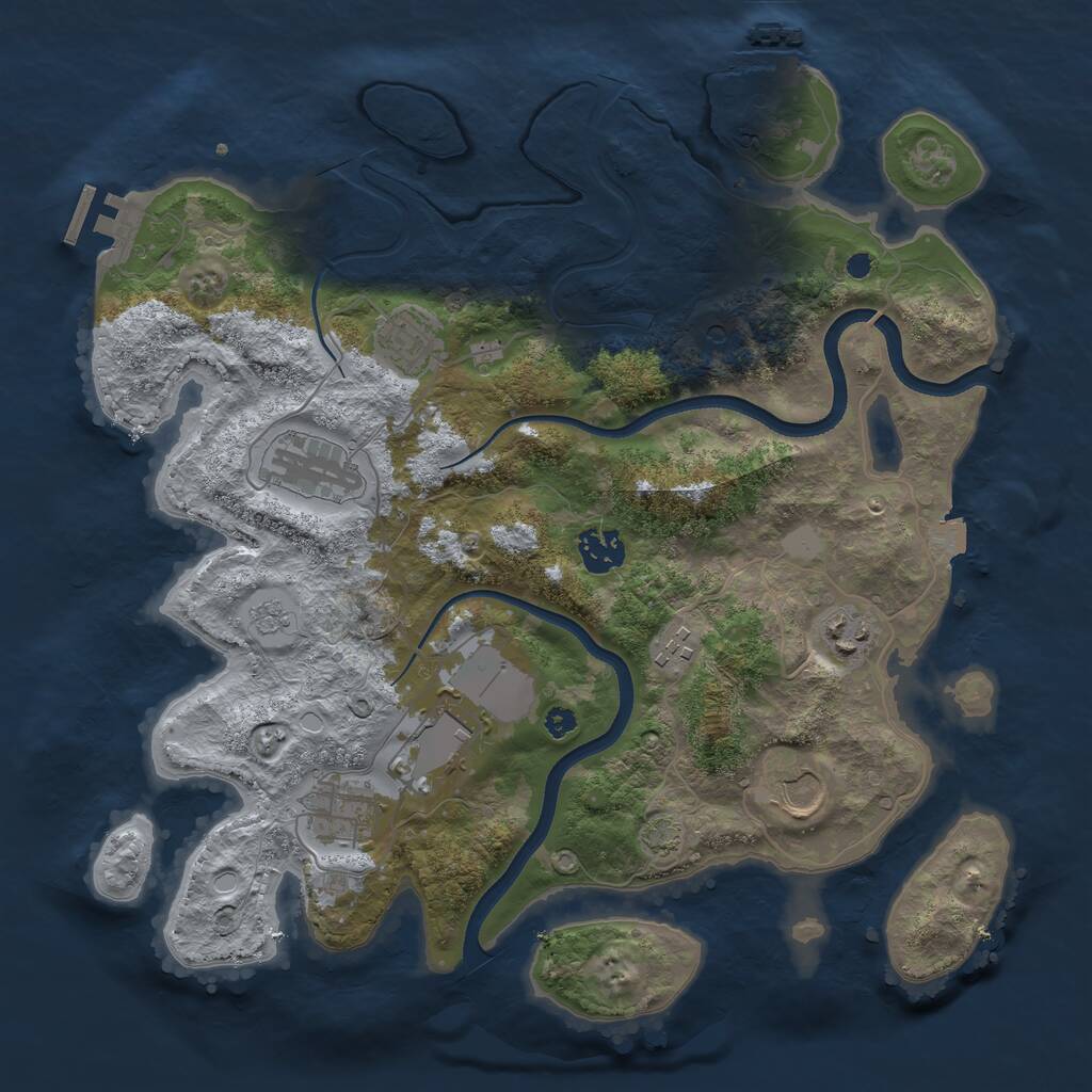 Rust Map: Procedural Map, Size: 3550, Seed: 481394, 14 Monuments