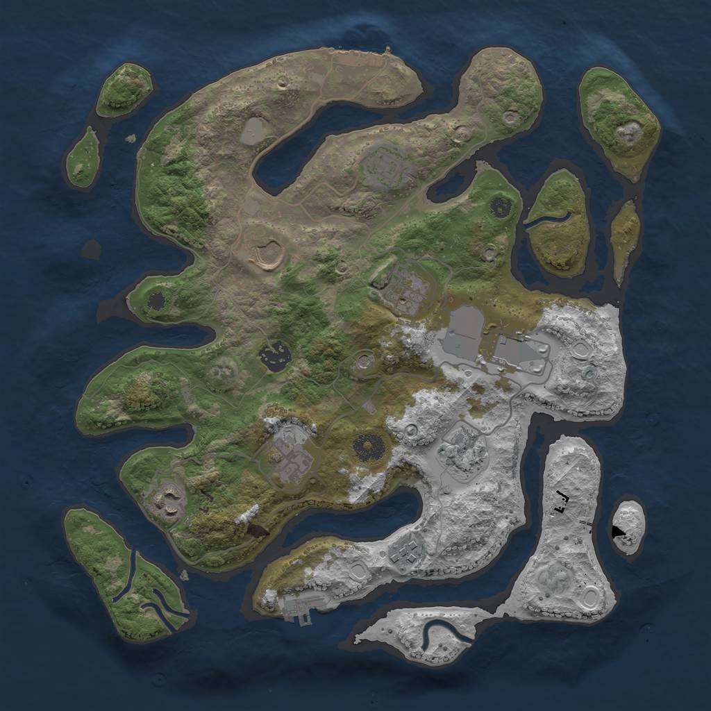 Rust Map: Procedural Map, Size: 3550, Seed: 979590, 17 Monuments