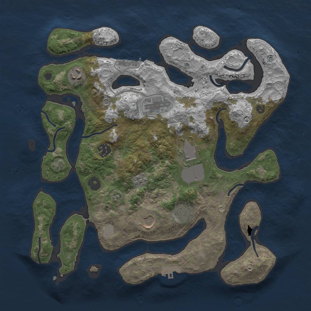 Rust Map: Procedural Map, Size: 3550, Seed: 656123, 15 Monuments
