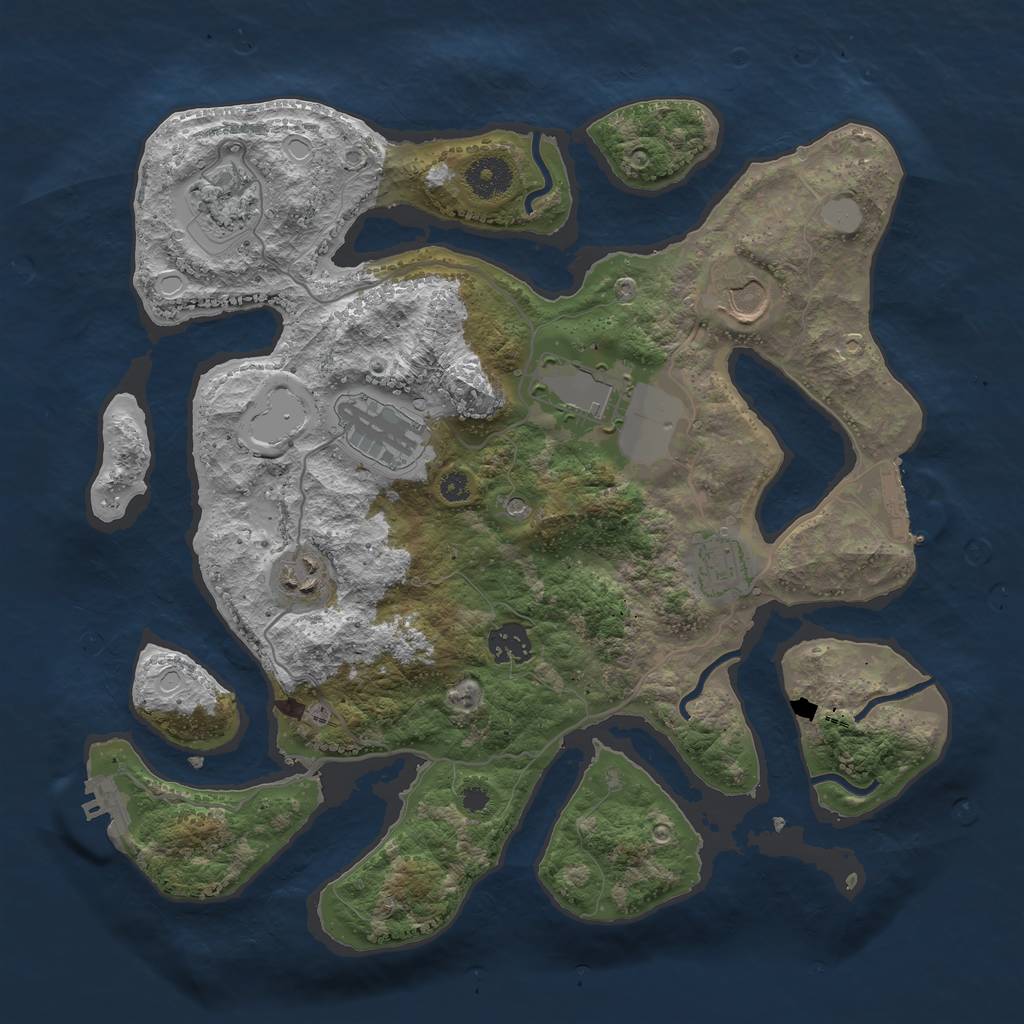 Rust Map: Procedural Map, Size: 3550, Seed: 706106, 15 Monuments