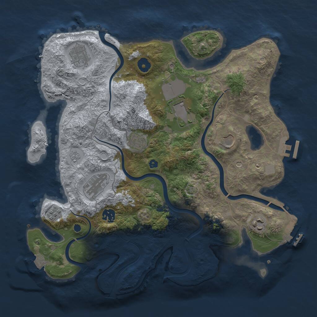 Rust Map: Procedural Map, Size: 3550, Seed: 706106, 14 Monuments