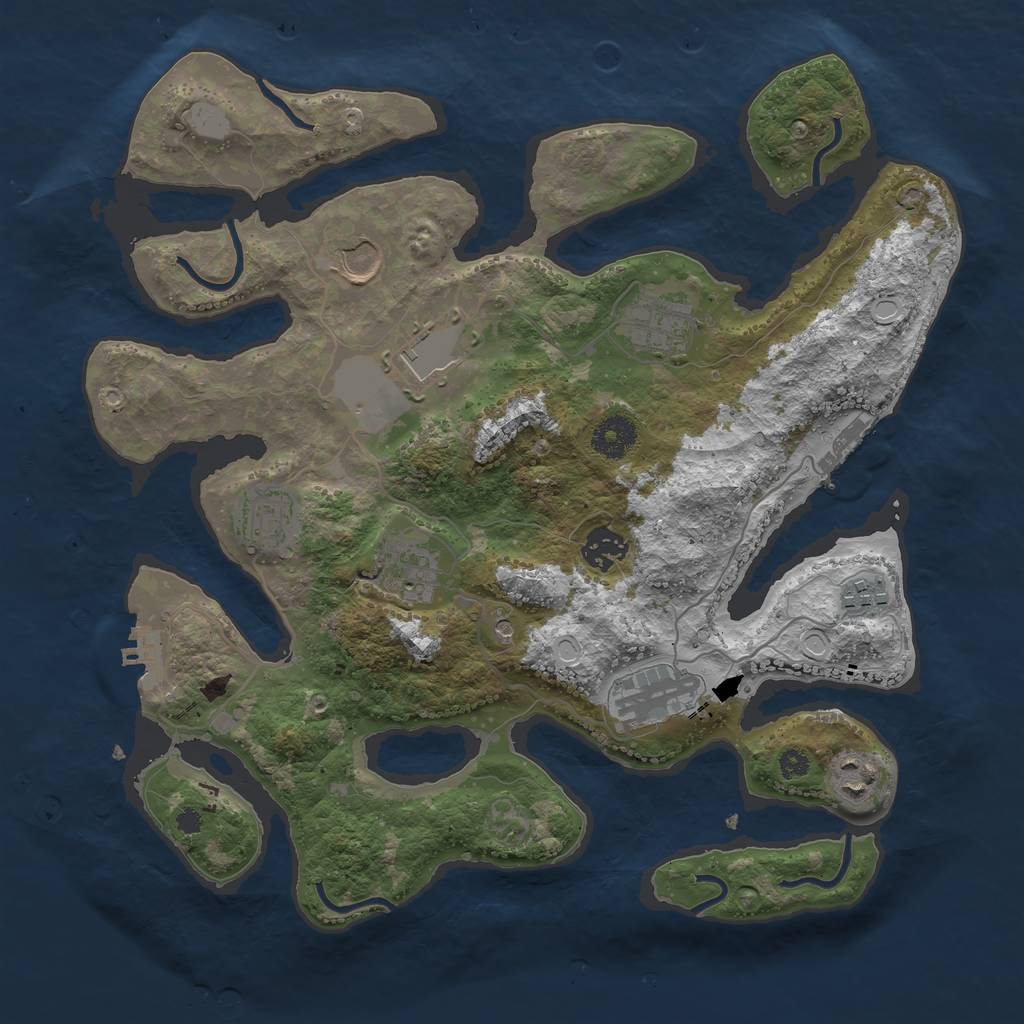Rust Map: Procedural Map, Size: 3550, Seed: 258735, 17 Monuments