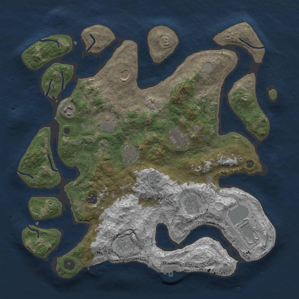 Rust Map: Procedural Map, Size: 4000, Seed: 269263, 17 Monuments
