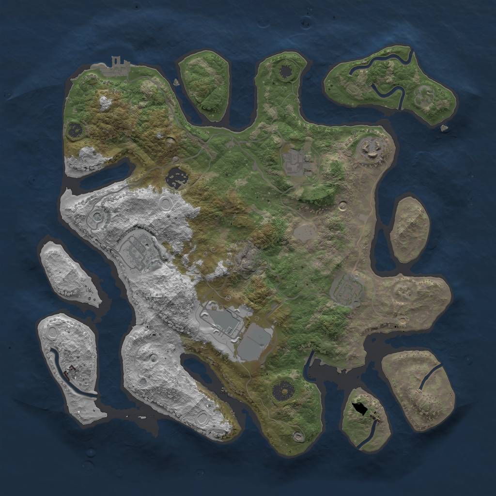 Rust Map: Procedural Map, Size: 3550, Seed: 676581, 13 Monuments