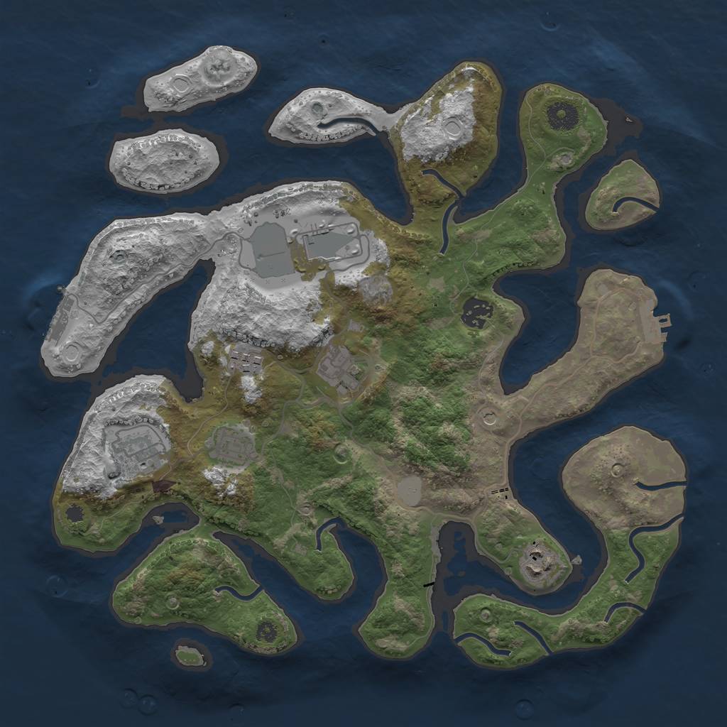 Rust Map: Procedural Map, Size: 3550, Seed: 309326, 15 Monuments