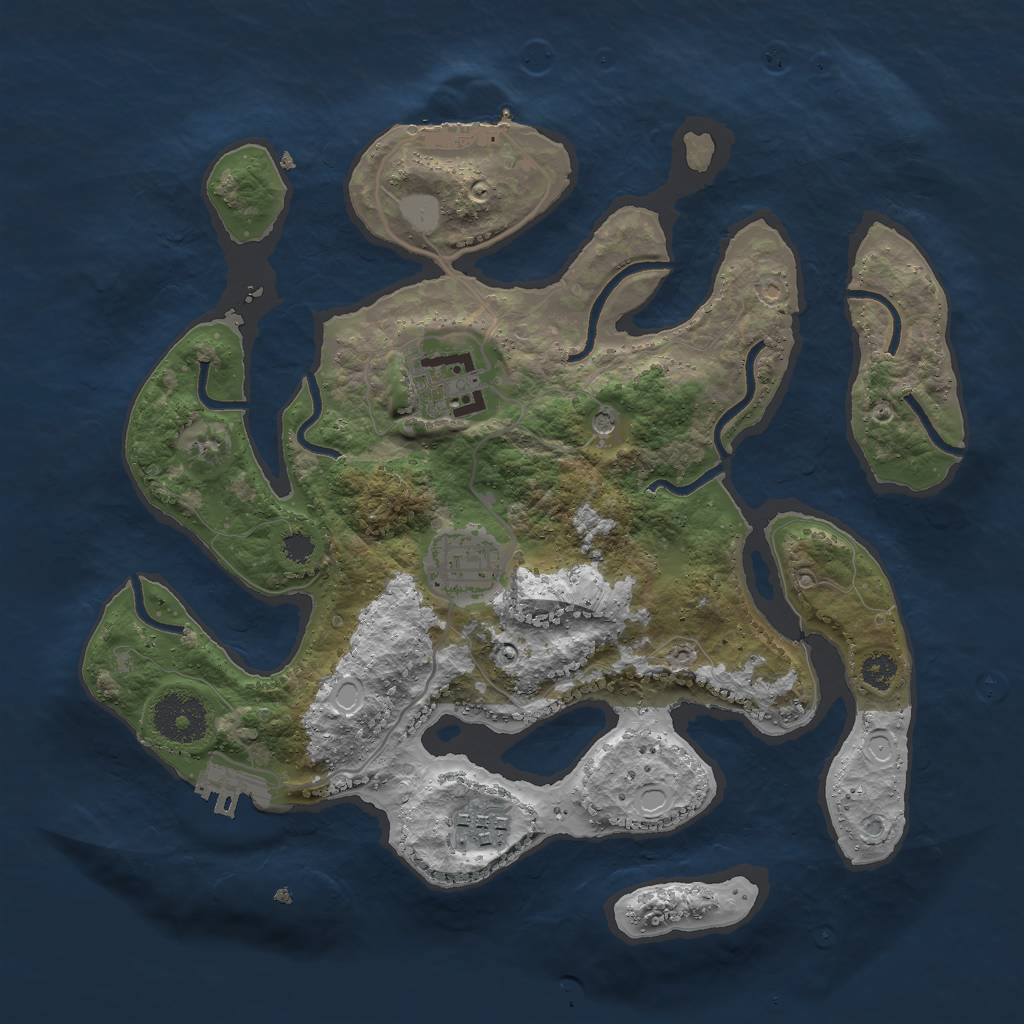 Rust Map: Procedural Map, Size: 3000, Seed: 2432304, 11 Monuments