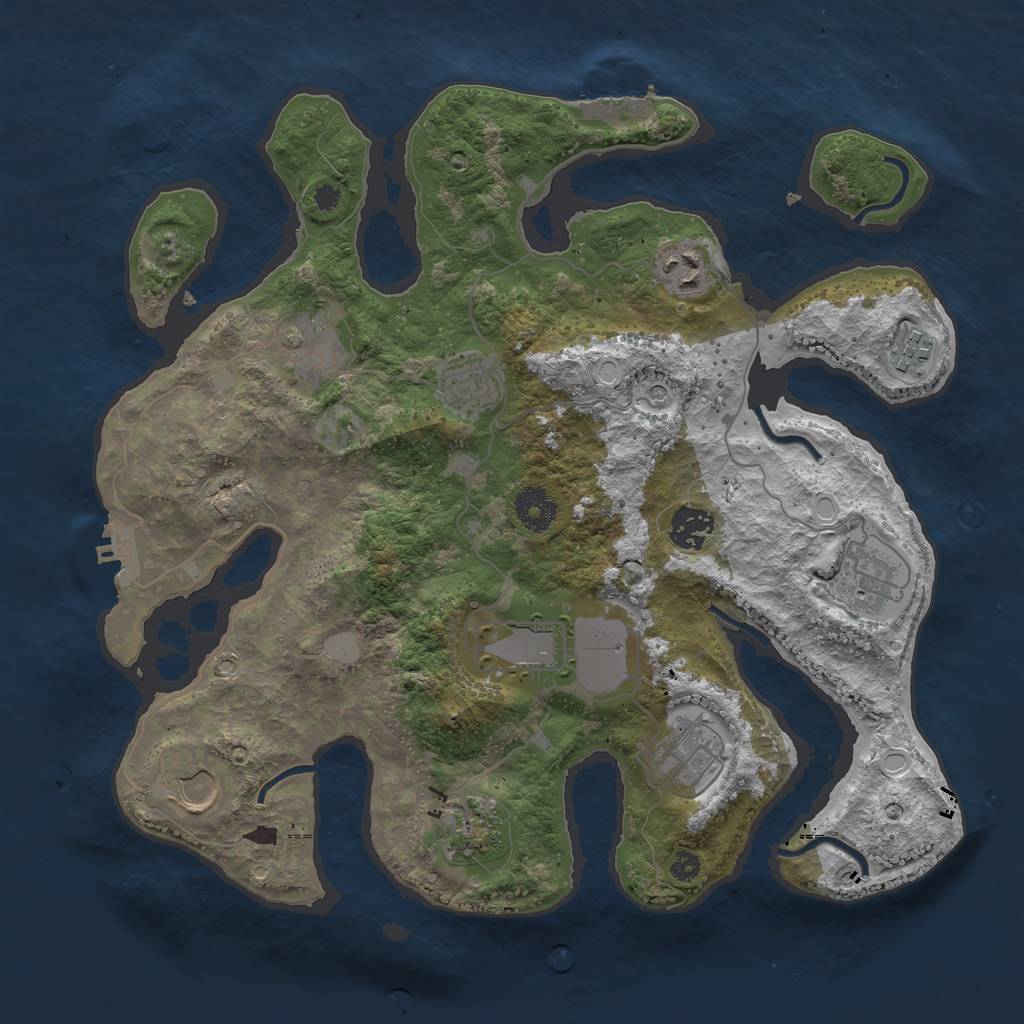 Rust Map: Procedural Map, Size: 3550, Seed: 139474, 18 Monuments